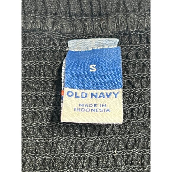 Old Navy Womans S Black Baby Doll Peasant Boho Smocked Back Mini Dress Pockets - Picture 6 of 9